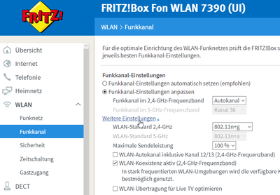 Fritzbox Sendeleistung B
